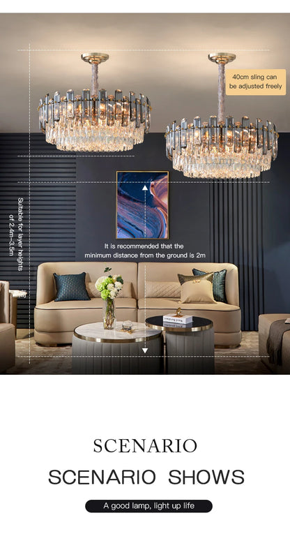 Ceiling Lamp For Living Room  Round Crystal Kitchen Lamp Simple Modern Atmosphere Bedroom Dining Room Lamp Light Pandant lights