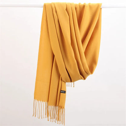 Fashion Solid Color 2023 Women Scarf Winter Hijabs Tessale Tassels Long Lady Shawls Cashmere Like Pashmina Hijabs Scarves Wraps