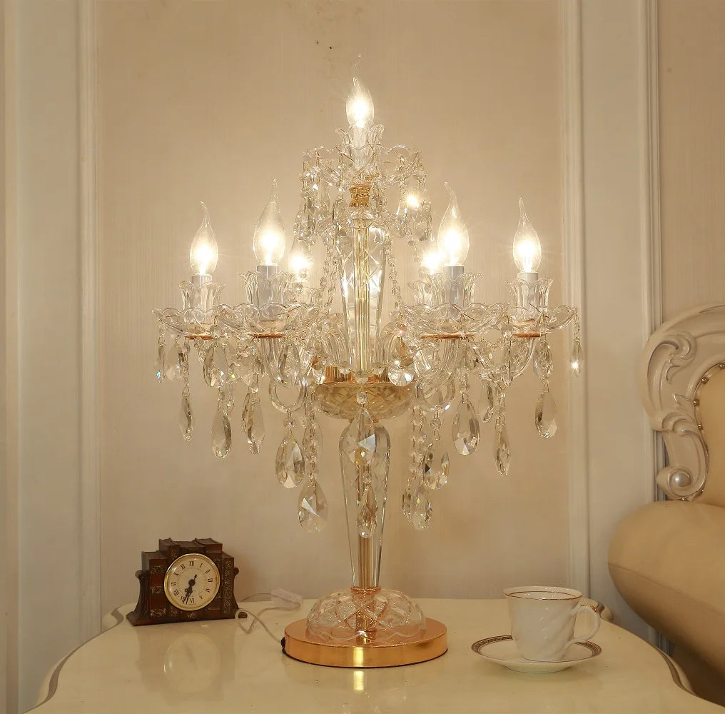 Modern European Style Gold/Silver Clear Crystal Chandelier K9 Hanging Light Fixture Clear Crystal Home Lighting Decor