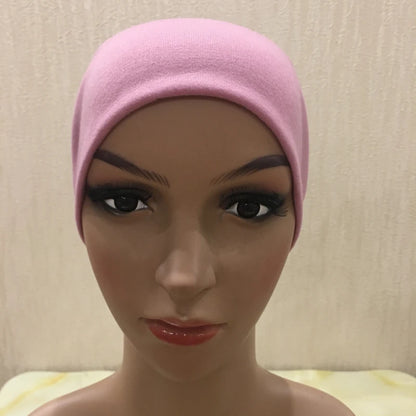 H065 plain tube hats Muslim Turban Pure Color Stretch Inner Hijabs For Caps Ready To Wear Women Head Scarf Under Hijab Bonnet
