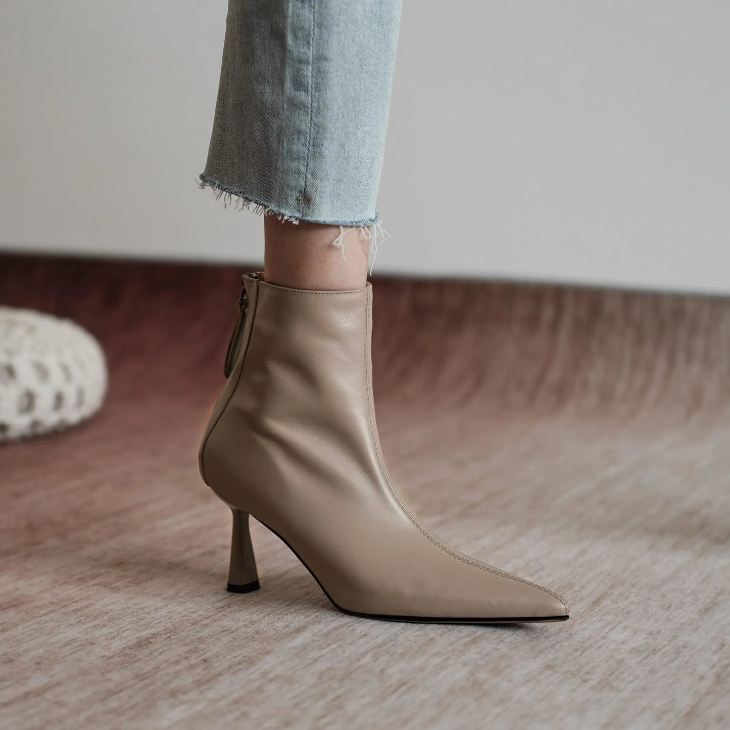 Krazing Pot Big Size 42 Cow Leather Pointed Toe High Heels Chic Design Concise Winter Spring Shoe Dress Warm Wedding Ankle Boots