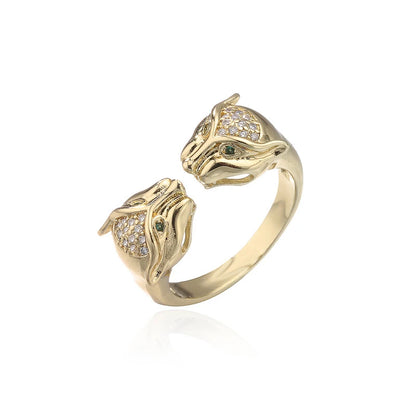 Fashion Full CZ Inlaid Animal Ring Opening Personality Unisex Ring Party Jewelry Gift Dropshipping