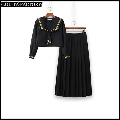 Dark magic  JK sailor suit women's orthodox 80cm long skirt middle suit Japanese sailor's uniform academic school uniform
