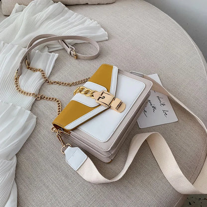 Yogodlns Small Summer Contrast Color PU Leather Crossbody Bags For Women New  Chain Shoulder Messenger Handbags Lady Hand Bag