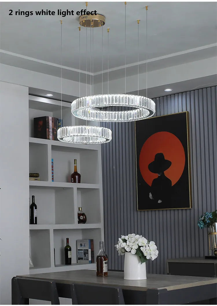 Modern Luxury Led Dimmable Pendant Lights Lustre Living Room Chandelier Lamp Fixtures Foyer Shiny Steel  Luminarias Light