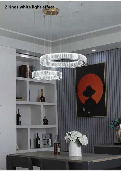 Modern Luxury Led Dimmable Pendant Lights Lustre Living Room Chandelier Lamp Fixtures Foyer Shiny Steel  Luminarias Light