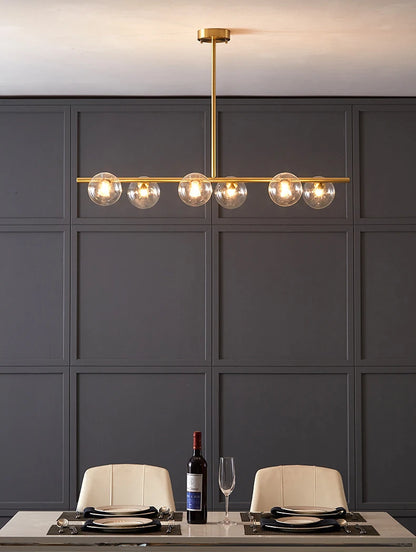 OUDELADILong dining table pendant lights Brass Lighting fixtures living room Restaurant  Kitchen Island Glass ball Chandelier