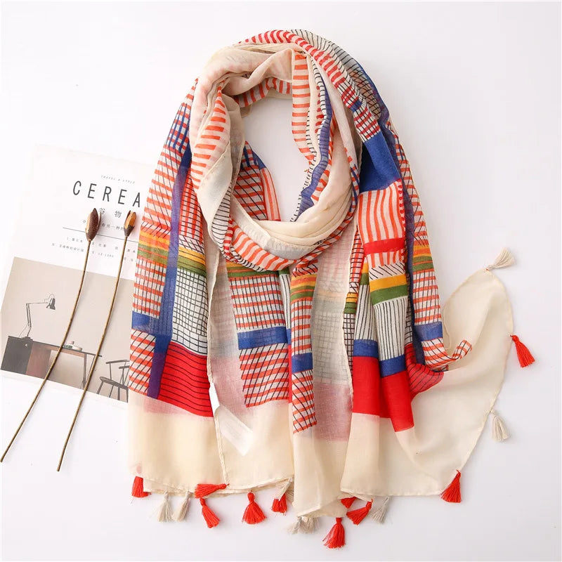 2020 New Fashion Print Summer Women cotton Scarf Polka Dot Beach Hijab Shawls and Wraps Female Foulard Echarpe Designer Bandana