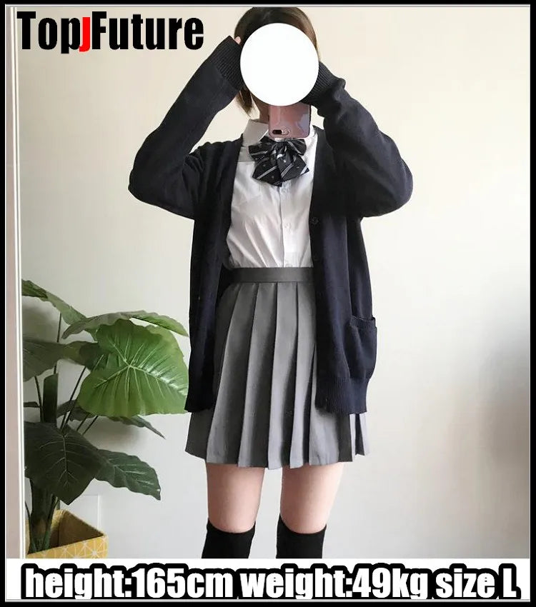 2020 Spring Cosplay School Uniform Sweater For Girls Women Long Sleeve Knitted Japanese Sailor Uniform Cardigans