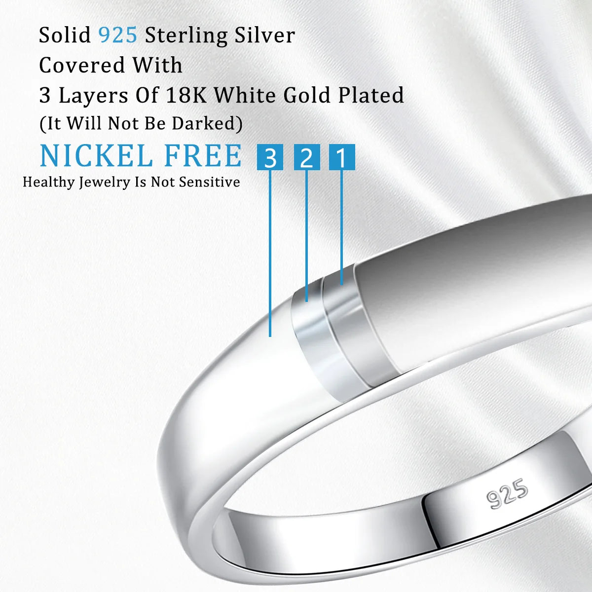Luxury 1 Carat Moissanite Ring For Women Solid 925 Silver Rhodium Plated Luxury Wedding Jewelry With Certificate Gift Female Hot