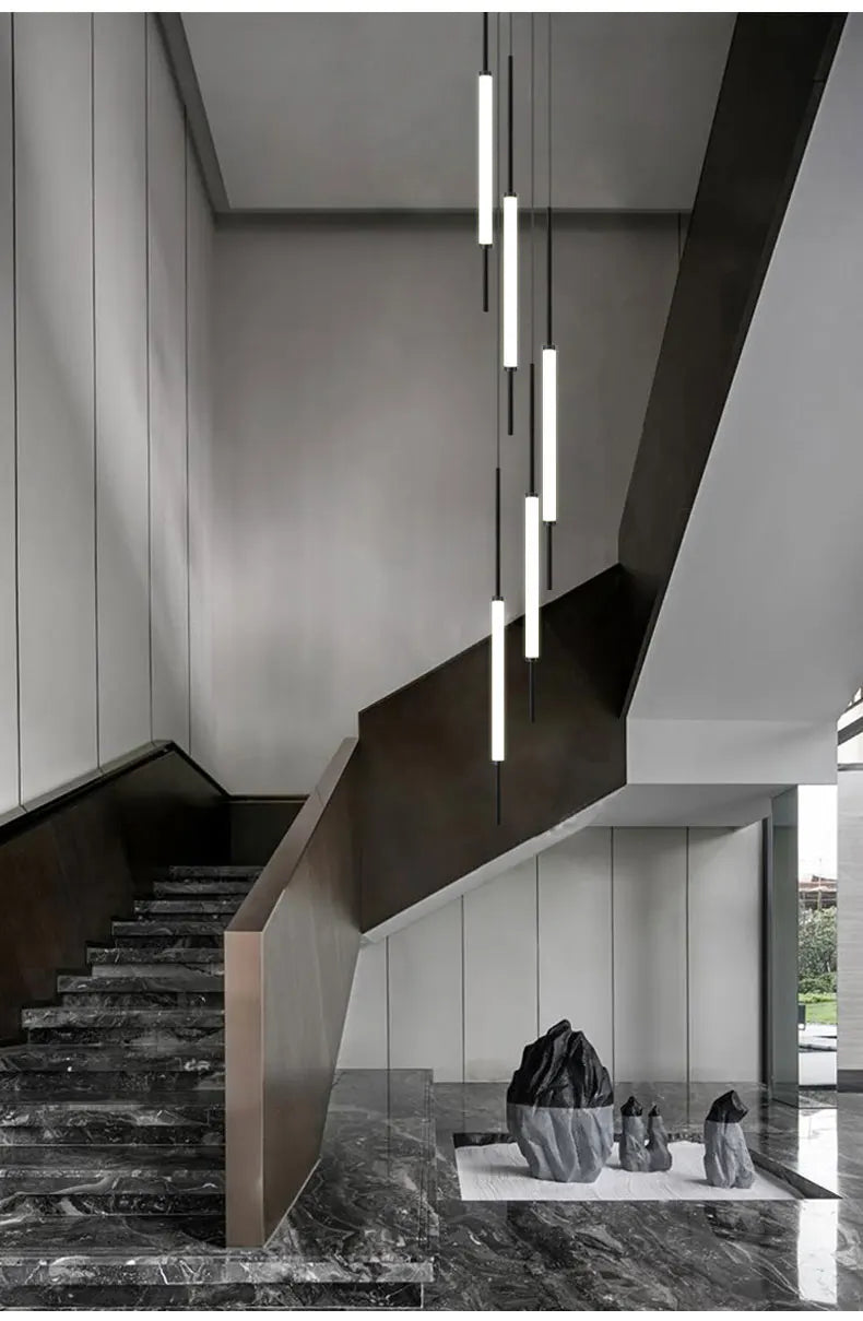 Led Pendant Light Golden Black Long Line Hanging Long Branch Chandelier Compound Attic Living Room Staircase Lighting Chandelier