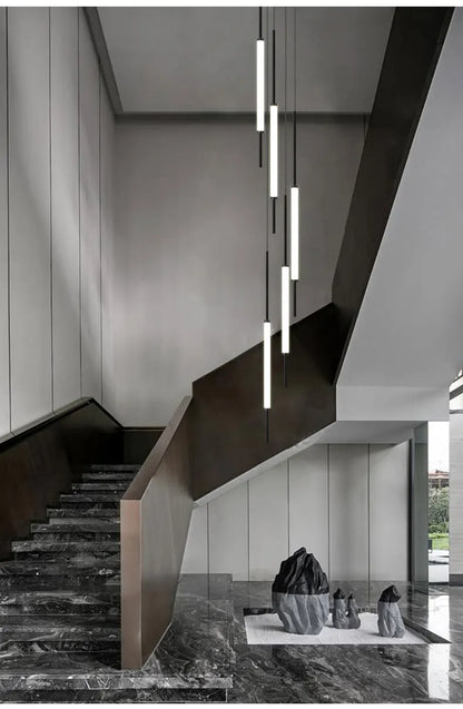 Led Pendant Light Golden Black Long Line Hanging Long Branch Chandelier Compound Attic Living Room Staircase Lighting Chandelier