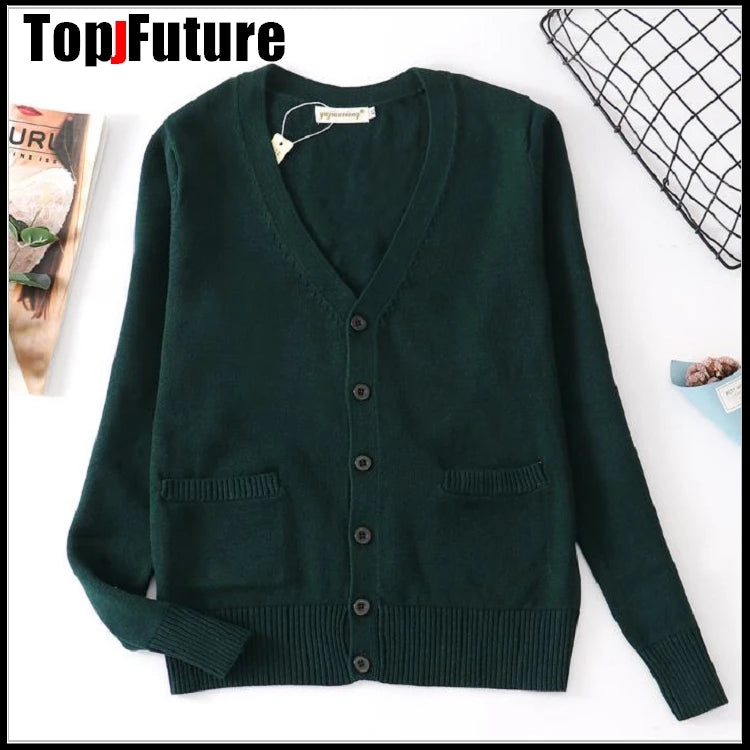 2020 Spring Cosplay School Uniform Sweater For Girls Women Long Sleeve Knitted Japanese Sailor Uniform Cardigans