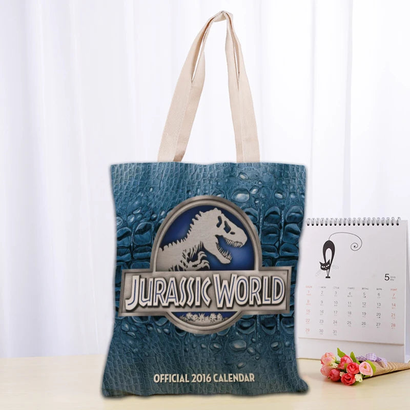 Custom Jurassic Park Logo Tote Bag Reusable Women Canvas Shoulder Bag Handbag Shoulder Pouch Foldable Canvas Shopping Bags