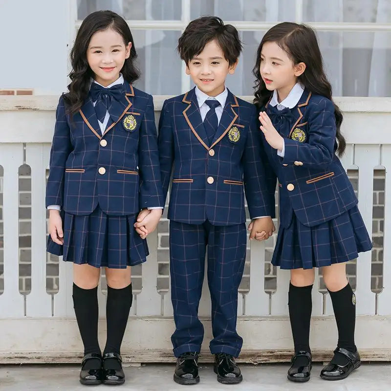 British School Uniform Kindergarten Uniform Wear Kids Primary School Wear Students Children Chorus Costume 4pcs Set Customes