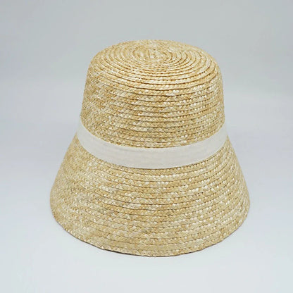 Handmade Summer Hats For Women Ladies Sun Hat Ribbon Bowknot Beige Straw Hat Adjuatble Beach Hat Wide Brim Kentucky Derby Hat