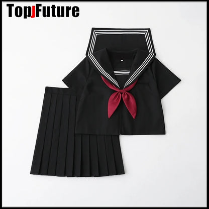 Basic JK uniform dress orthodox black Guanxi Lapel improved white three sailor suit Japanese summer student TOP SHIRT