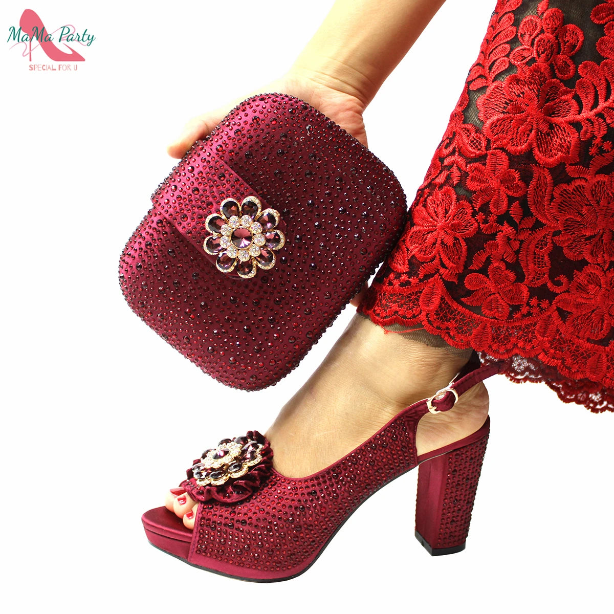 Buckle Strap Sandals Nigerian Women Shoes and Bag Set in Yellow Color with Shinning Crystal Italian Lady Shoes and Bag for Party