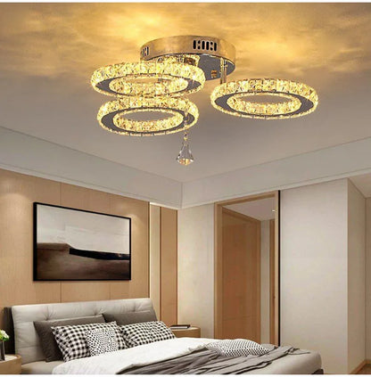 Modern Pendant Light Led Crystal Ring Ceiling Lamp Living Dining Room Chandelier Lustre Bedroom Luxury Home Decor Fixture Lumina