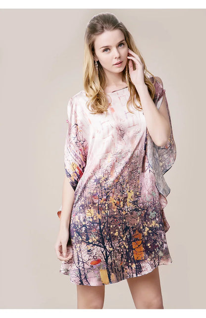 100% Mulberry Silk Nightgowns For Women  Long   Silk Nightdress  Real Silk sleepwear  Ladies Female   Gift Loose Large Free size