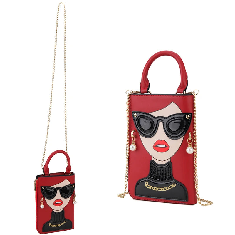 Sexy Lady Face Purses and Handbags for Women Fashion Designer Chain Shoulder Bag Party Clutch Funky Female Crossbody Bags 2022