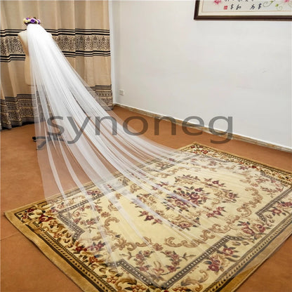 Physical picture Elegant Wedding Veil 3 Meters Long Soft Bridal Veils With Comb White 1 layers Ivory  Color Bride
