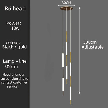 Led Pendant Light Golden Black Long Line Hanging Long Branch Chandelier Compound Attic Living Room Staircase Lighting Chandelier