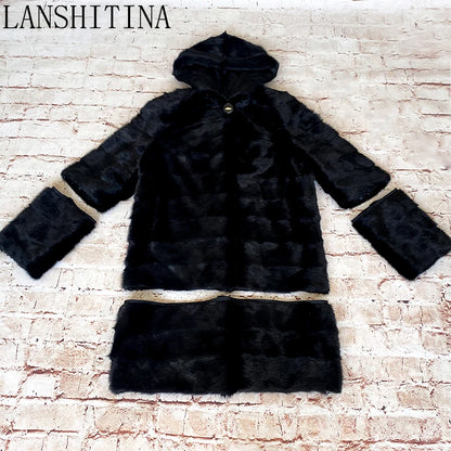 High Quality 100% Real Mink Fur Coat Removable Sleeves And Bottom Winter Genuine Leather Coat And Jacket Natural Fur Coat
