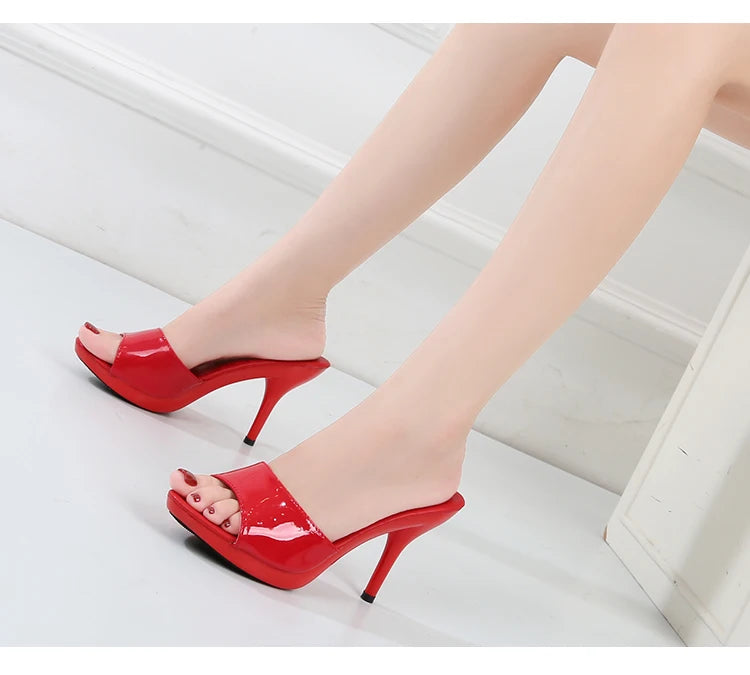 Women Shoes Sandals 2020 Summer Outside Slippers High Heels 9cm sexy High Platform Open Toe Stiletto Ladies Slides Party shoes