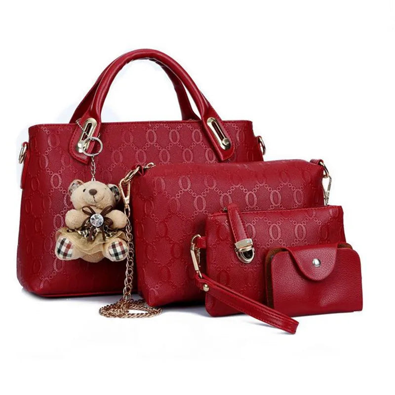Multifunction 4pcs/Set Women Bag PU Leather Luxury Designer Bags Handbag Messenger Bag Shoulder Bag Wallet Bags Storage Bag