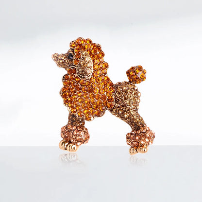 Wuli&baby Sparkling Rhinestone Poodle Dog Brooches Women 2-color Animal Party Casual Brooch Pins Gifts