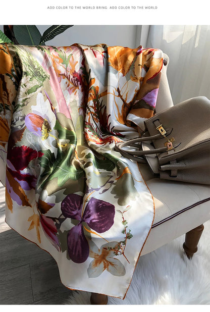 16MM  multi-color silk scarf for women in spring  autumn, gorgeous all-match mulberry 100% mulberry silk Square  scarf, shawl