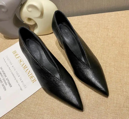 Sandals Luxury Brand Sexy Dress Shoes Elegant Chunky High Heeeled Pumps Sexy Pointed Toe Evening Shoes Women Shoes V Cut Shoes