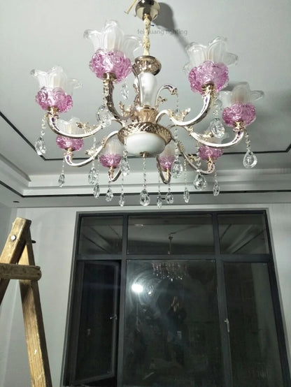 Luxury Living Room Chandelier Crystals Glass Hall Main Pendant Lamps Restaurant Bedroom French Creative Hanging Light Luminaire