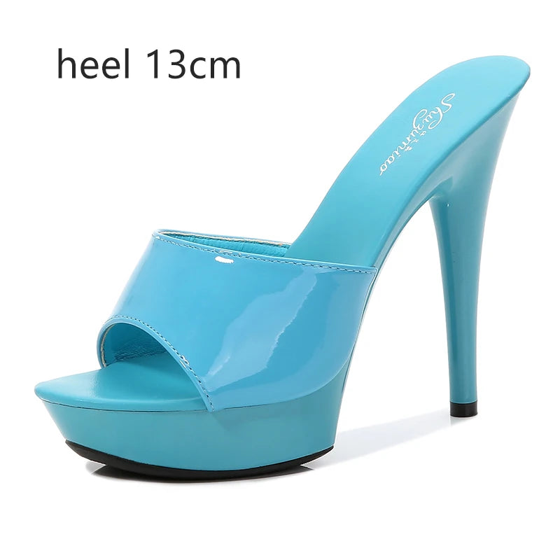 Women Shoes Sandals 2020 Summer Outside Slippers High Heels 9cm sexy High Platform Open Toe Stiletto Ladies Slides Party shoes