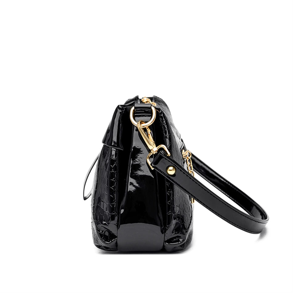 3 Layers Women Handbag Purses Luxury Designer Patent Leather Shoulder Messenger Crossbody Bags for Female Vintage Sac A Main New
