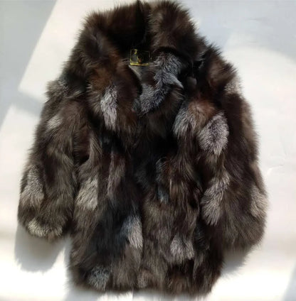Genuine real natural fox fur coat women's fashion English collar warm winter jacket outwear custom any size