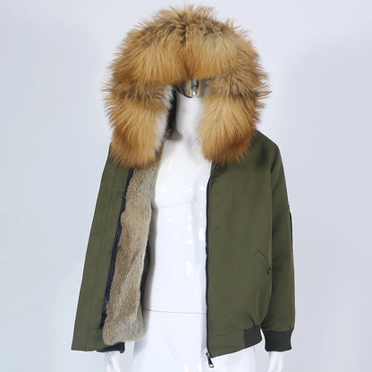 OFTBUY Waterproof Men Bomber Parka Winter Jacket Natural Real Raccoon Fox Fur Coat Collar Hooded Rabbit Liner Streetwear