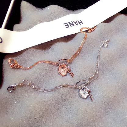 Korean Fashion Exquisite Luxury Lady Bracelets Buckle AAA Top Quality Bangles Shine Women Trend Charm Jewelry Romantic Pendant