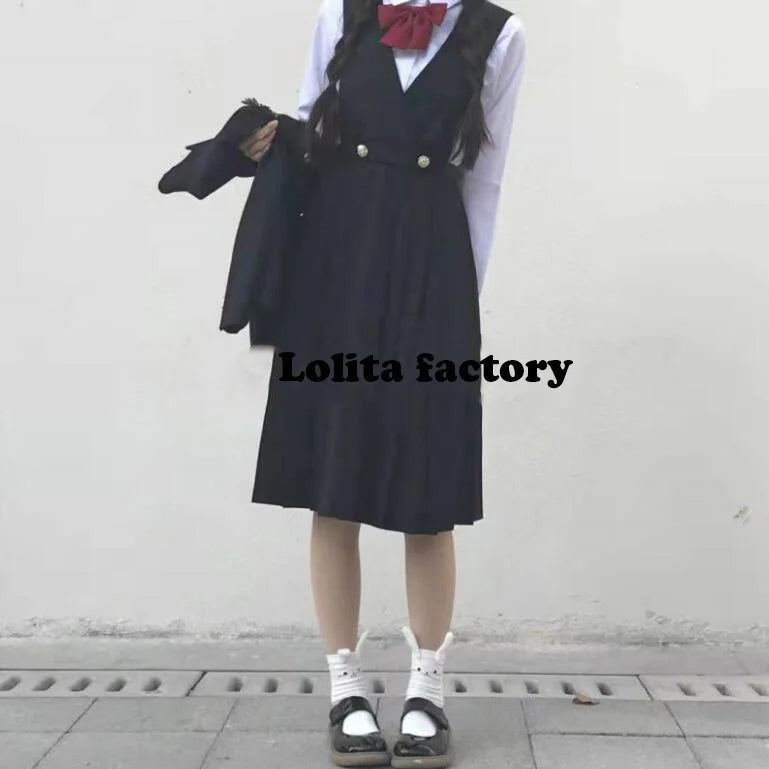 New student JK uniform nursing skirt college style dress cyanosis vest skirt School uniform Coat short blazer