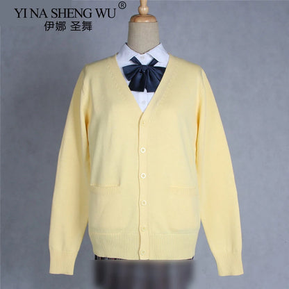 School JK Uniform Sweater Coat Anime Cosplay Costumes Cardigan Outerwear Sweater 16 Colour Long Sleeve Knitting Coat For Girls