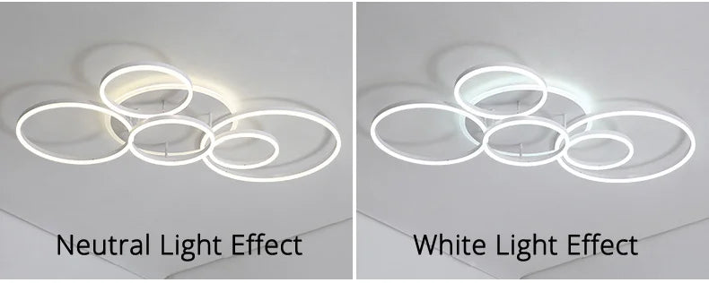 Modern Round Design Ceiling Lights For Living Room Bedroom Gold White Coffee Painted  Circle Rings Lighting Fixtures Luminaire