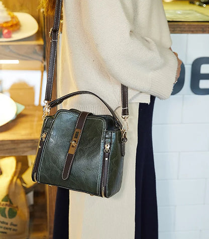 New Arrival PU Leather Bucket Shoulder Bags for Women Solid Color Crossbody Small Handbag Zipper Phone Purse Messenger Bag Pouch
