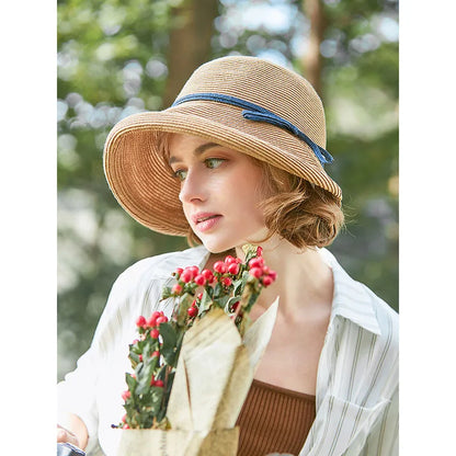 Women's summer hat Women's bucket hat Straw hat beach hat ceremony women's hats spring 2021 belt  visor sun protection hat