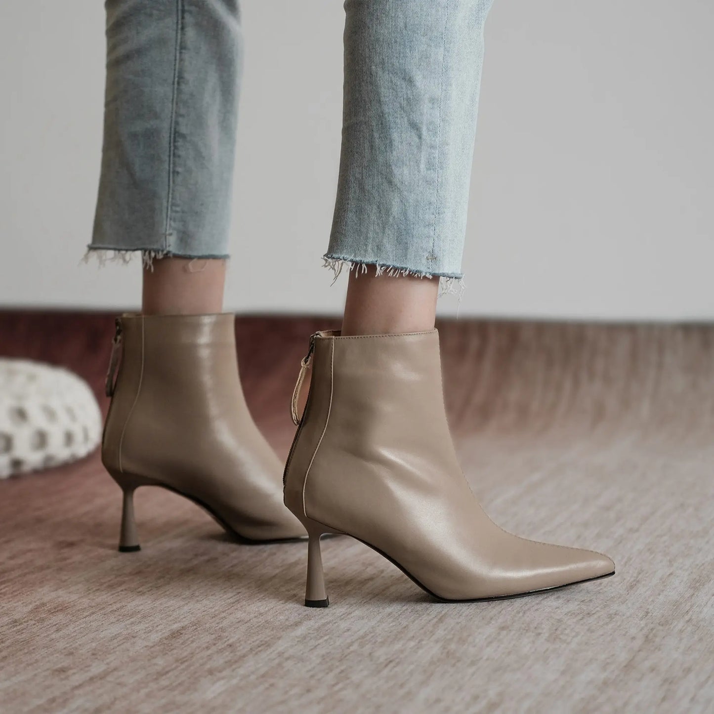 Krazing Pot Big Size 42 Cow Leather Pointed Toe High Heels Chic Design Concise Winter Spring Shoe Dress Warm Wedding Ankle Boots