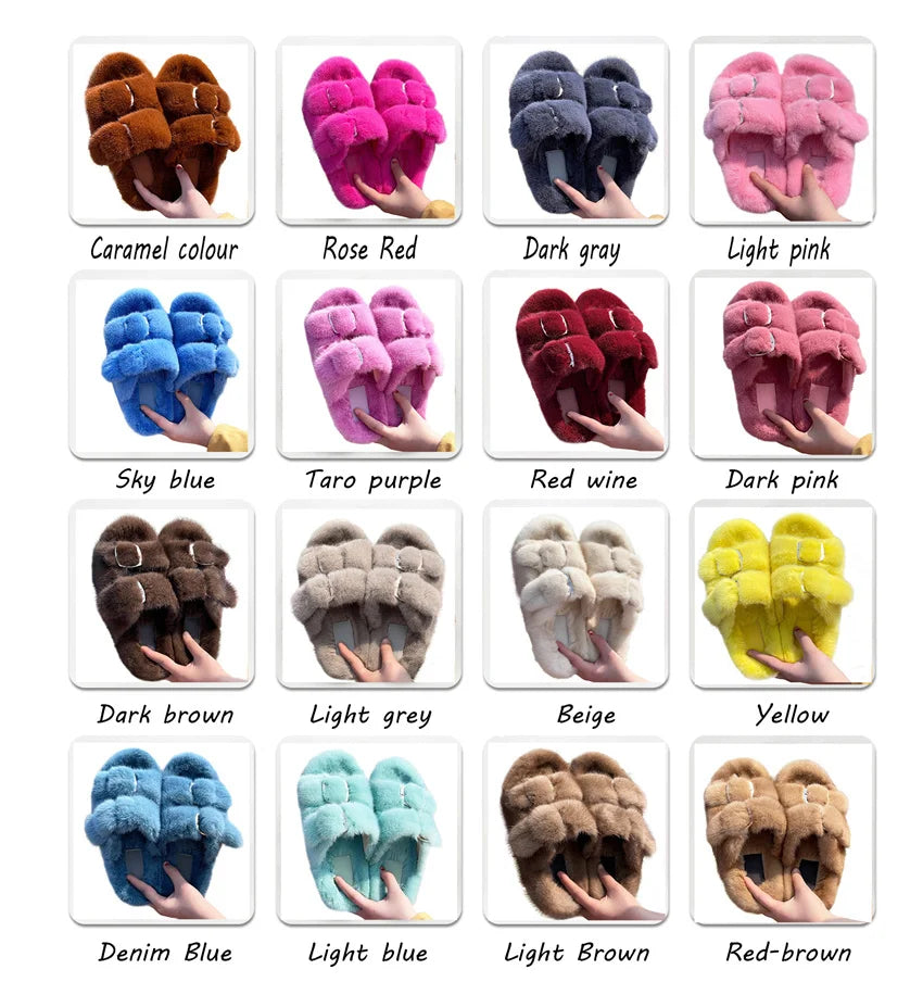 Slippers Ladies Summer Fluffy Mink Fur Slippers 100% Mink Fur Slippers Ladies Sandals 2021 Home Slippers Girls Outdoor Slippers