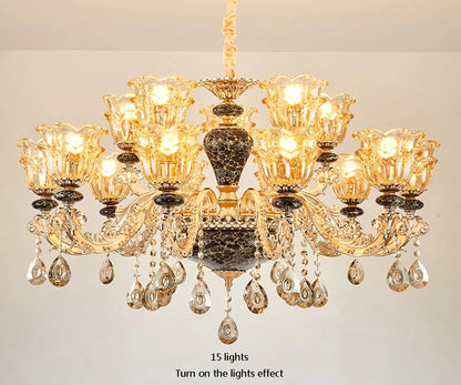 French Luxury Crystals Chandelier Living Room Bedroom Lamps Atmosphere Minimalist Ceramic Bedroom Crystal Lamp Villa Light Stair