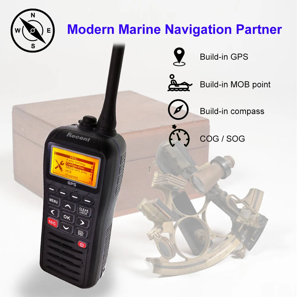 Recent RS-38M With GPS VHF Marine Radio IP67 Waterproof Float Walkie Talkie Tri-watch 156.025-157.425MHz Transceiver 2 Way Radio