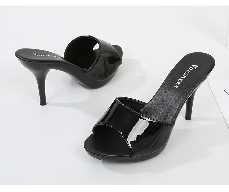 2022 Stripper Heels Women's Luxury Shoes Slippers Sexy Black Pumps Sandals Female Point Toe High Heel Stiletto Hollow Dress Shoe