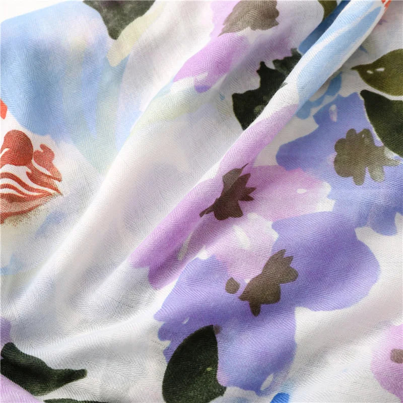 2026 Luxury Brand Ink Painting Floral Tassel Viscose Shawl Scarf Lady High Quality Pashmina Hijab and Wraps Foulard Muslim Sjaal